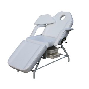 Fotoliu pat cosmetica cu 2 sertare, alb