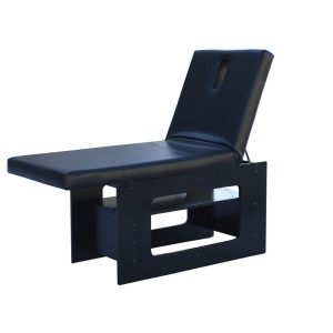 Masa de masaj, piele neagra, baza din lemn de stejar