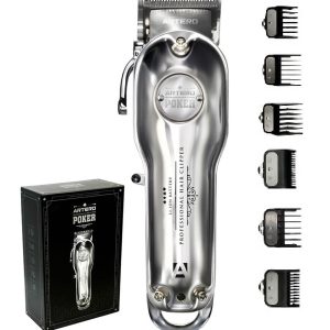 Masina de tuns profesionala Artero Poker, Inox, 8W, 5 piepteni, Argintie