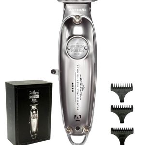 Masina de contur profesionala / trimmer Artero Poker, Inox, 3 pieptani, Argintie