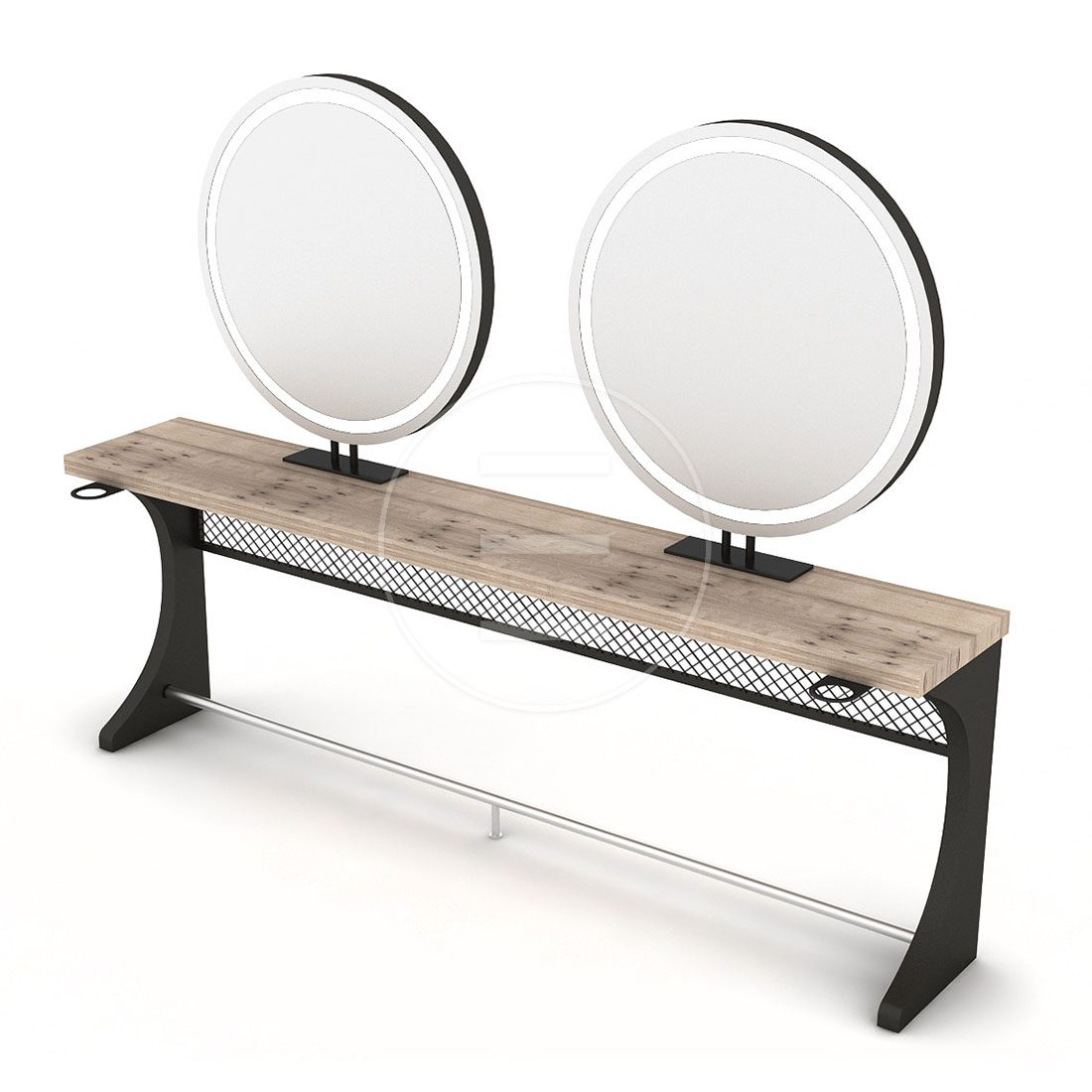 Post lucru coafor / styling unit ALPEDA WOODY CIRCLE DOUBLE MDF - imagine 2