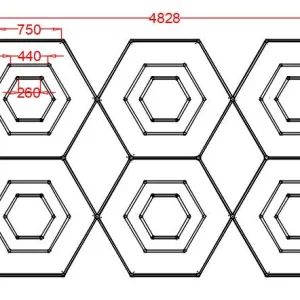 Sistem iluminat LED Hexagonal, HoneyComb, 2796mm*4828mm