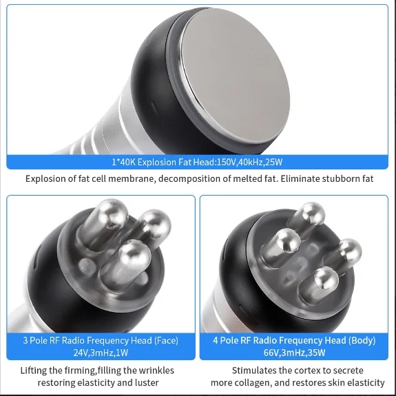 Aparat 6 in1 Lipolaser Liposuctie Virtuala, Cavitatie in vid, Tripolar, Multipolar RF Slabire in greutate, Indepartare celulita, Slabire Rapida, Radiofrecventa Profesional Salon, 61BL TotulPerfect - imagine 3