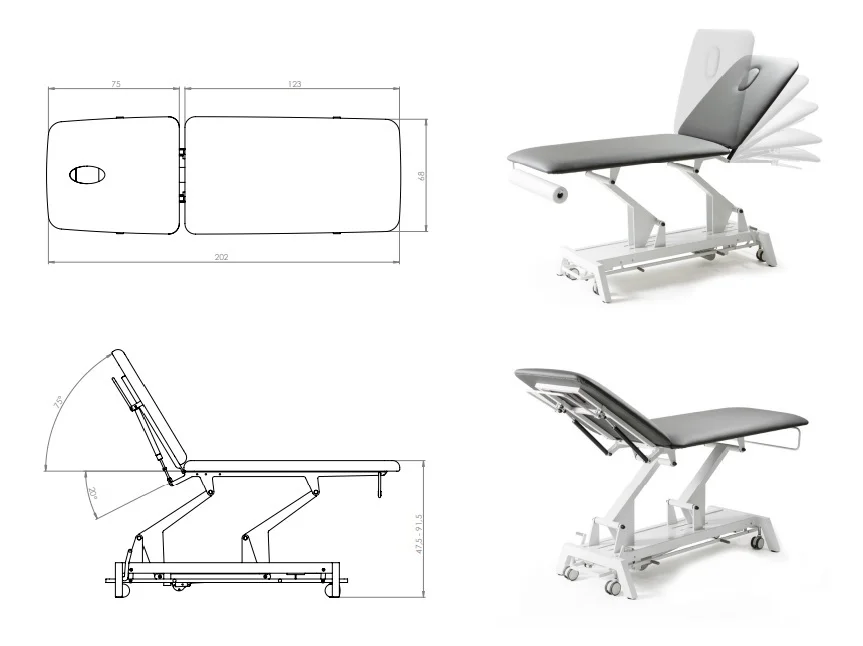 Masa electrica tratament (pat electric tratament) KANTON AVANT baza neagra - imagine 4