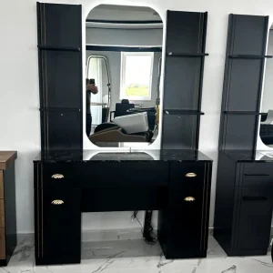 Post de lucru frizerie Kanton Black, fara bazin ceramic, OUTLET