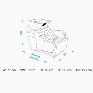 Unitate pentru spalat, scafa / washing unit Alpeda Salon Wash Black, suport picioare electric - imagine 2