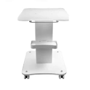 Masa cu roti, suport combina cosmetica salon infrumusetara, stand cu rotile alb, 55×45 H67.5cm M03